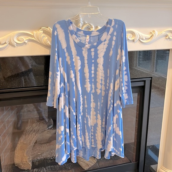 Tie Dye Tunic Dress High Low Flowy Sky Blue Womens Small - Picture 8 of 15